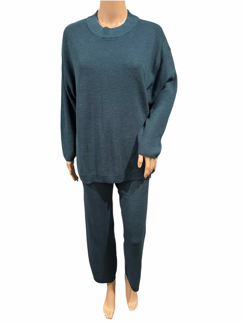Free People Beach Womens set Teal Green Knit Mock Neck SweaterS and Pants XS
